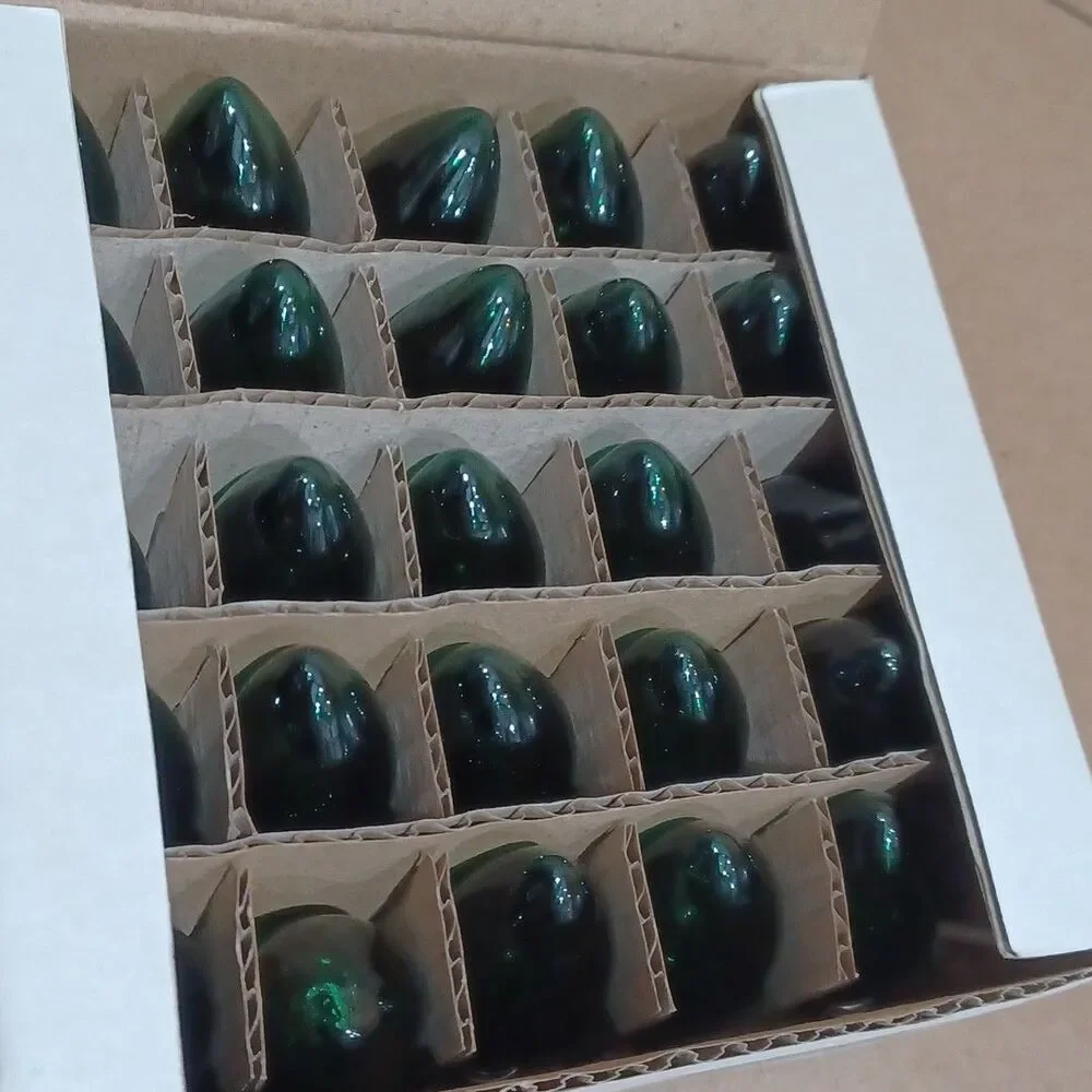 C7 5W Green Box of 25 Replacement Bulbs Transparent 130v NOS Light Outdoor Craft